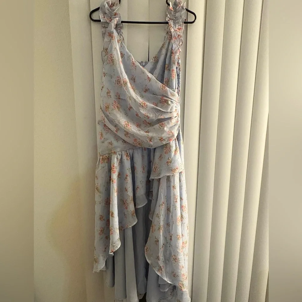 Abercrombie & Fitch Ruffle Strap Asymmetric Hem Maxi Dress Size LP Large Petite